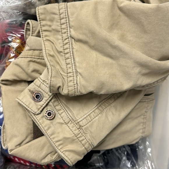 ABERCROMBIE & FITCH Men’s Distressed Vintage Tweed Jacket Medium Military Field - Picture 12 of 14